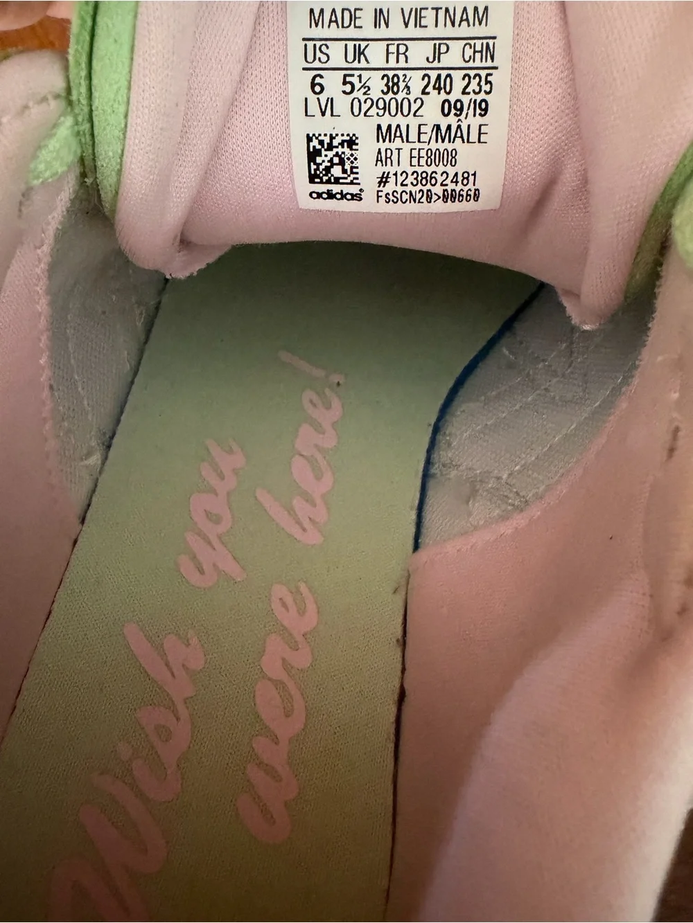 adidas Men’s 6 YUNG-96 Pastel Blue Green Pink Sneakers.